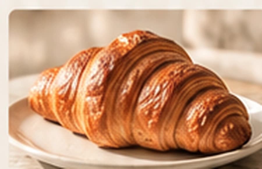 Croissant artesanal sobre un plato