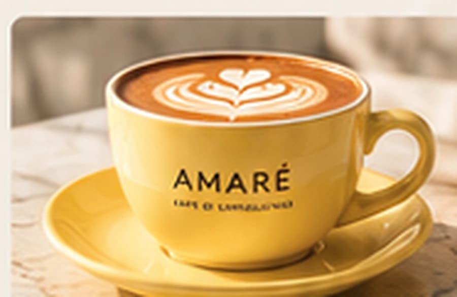 Latte clásico en taza amarilla AMARÉ