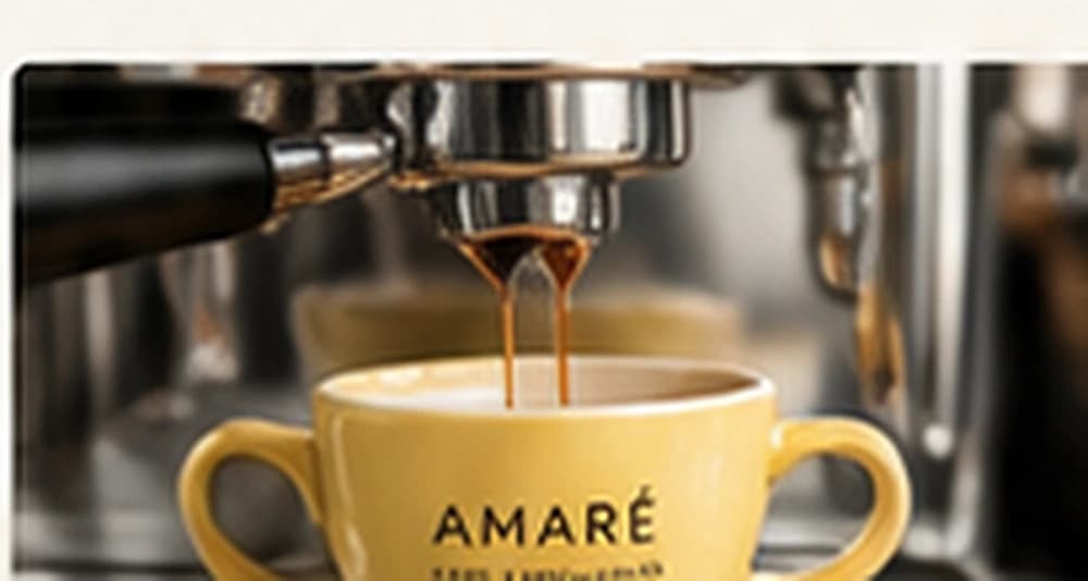 Café espresso cayendo en una taza amarilla